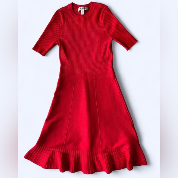 Forever New Womens Red Ruffle Cleo Mini Knit Christmas Holiday Party Dress 2 - Picture 3 of 14